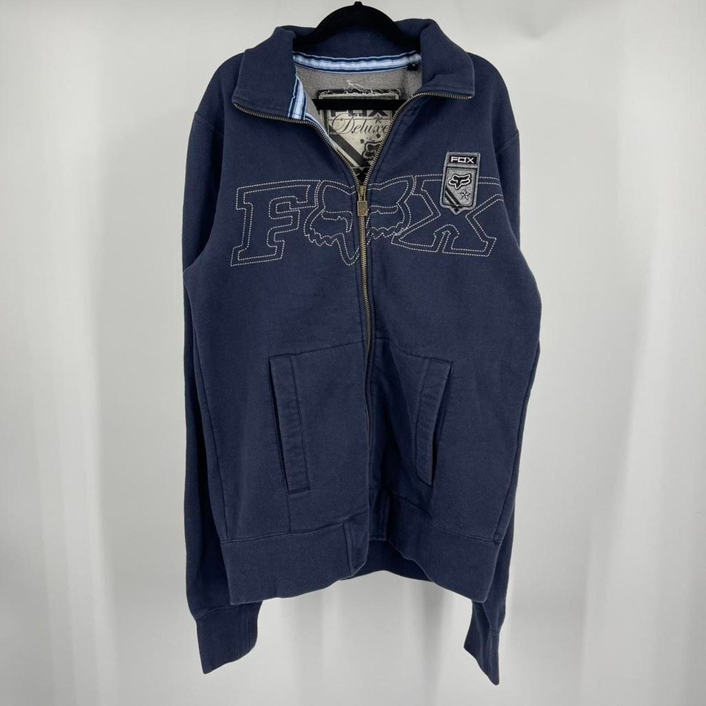 Vintage Y2K Fox Racing Sweatshirt Men's Small Grunge Emo Embroidered Collared